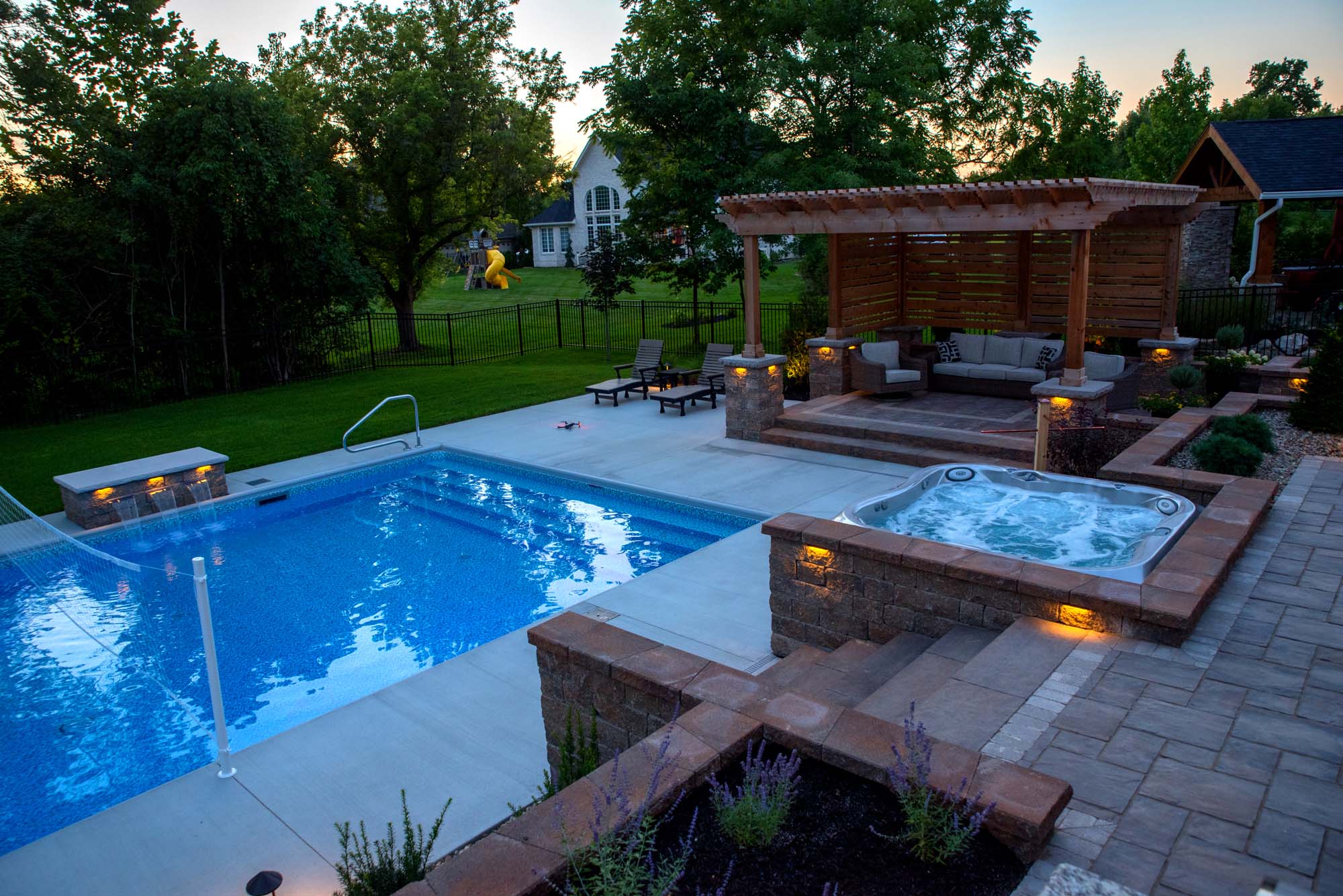 Swimming Pool with Hot Tub and outdoor living area