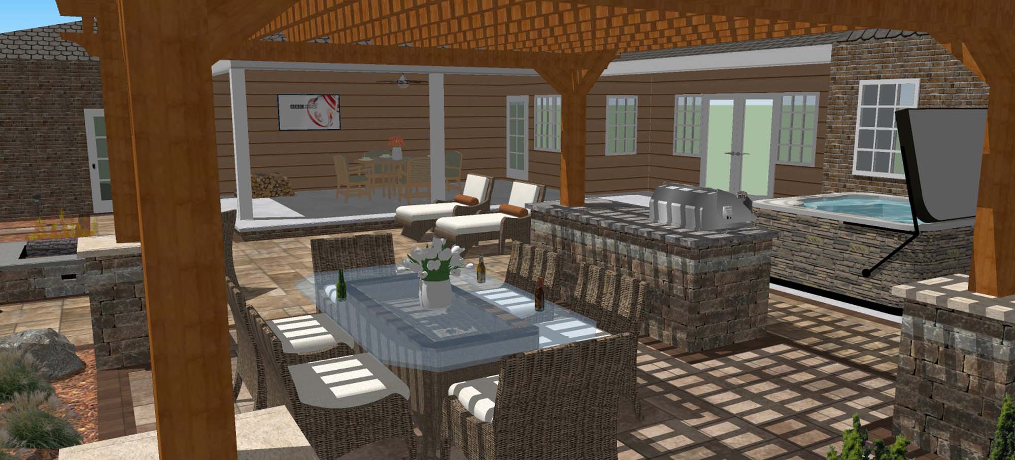 3D Image of Pergola and Outdoor Kitchen
